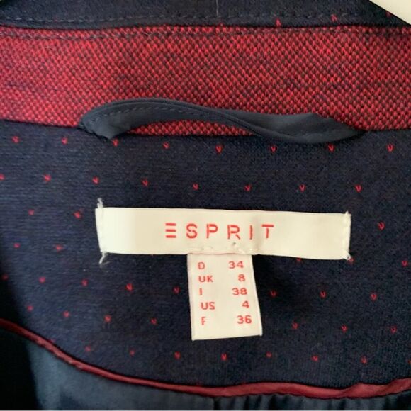 Esprit Navy 2 Button Blazer with Polka Dots Size 4 - Picture 2 of 9